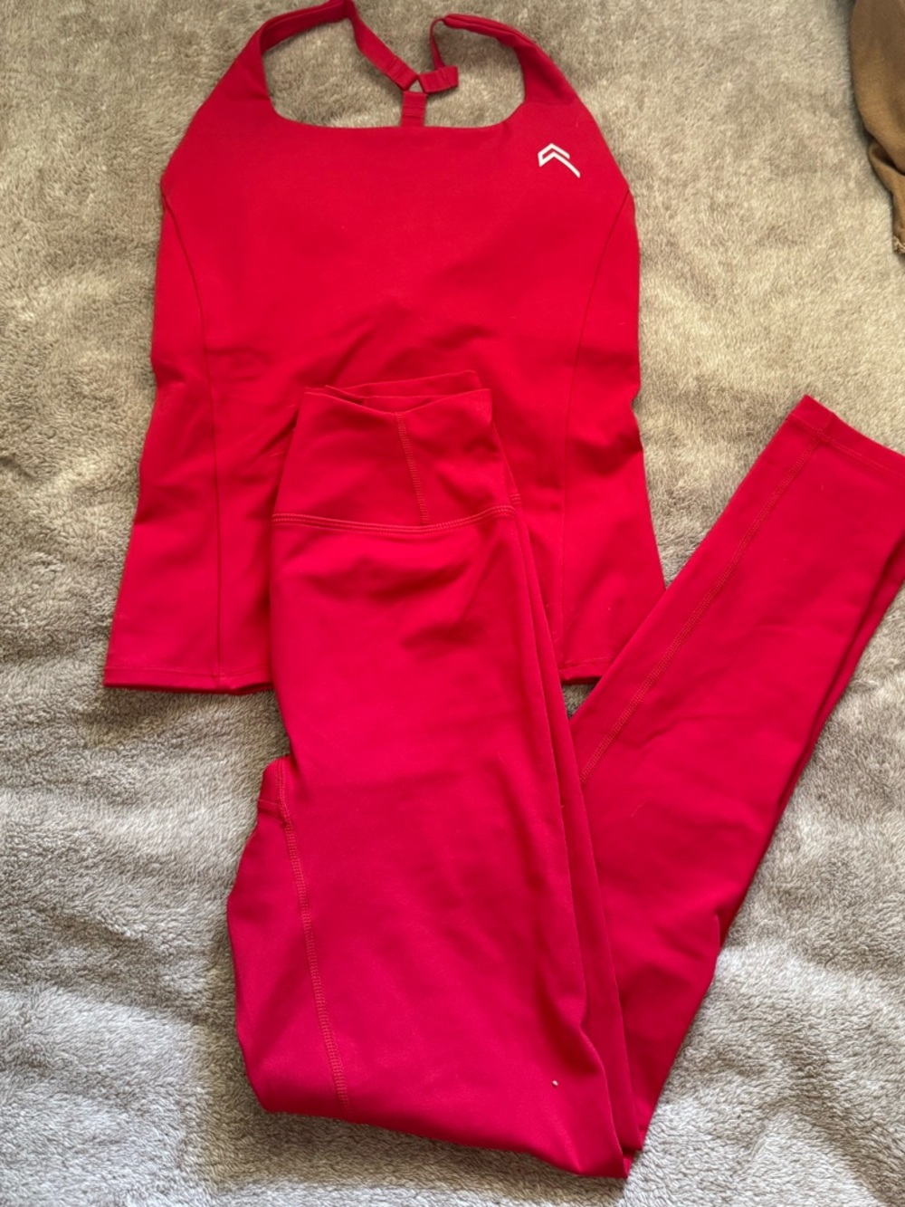 Oner Active Women's Red Athletic Tank Top and Leggings Set